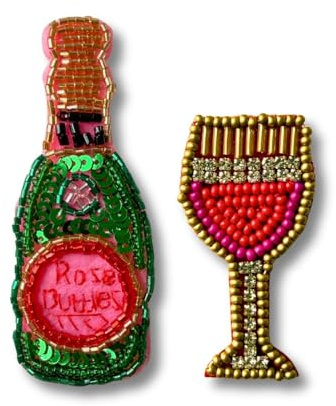 happymaker – Spille in perline e paillettes, tartaruga, aragosta, bicchiere di vino, bottiglia di champagne, conchiglia, spille colorate per borse e abbigliamento