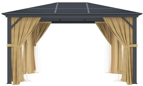 X-Metal Pergola Autoportante en Aluminium et Polycarbonate, Gris Anthracite, 395x300cm, Protection Anti-UV, Toit à Quatre Pans