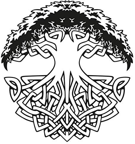 Wandtattoo Keltischer LebensbaumYggdrasil - Größe: L - 75cm x 80cm - 23 mögliche Farben