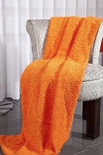 DecoKing 70x150 XL XXL Orange Langflor Optik Langhaarig Kuscheldecke Wohndecke Microfaserdecke Decke Fleecedecke Microfaser Mikrofaser