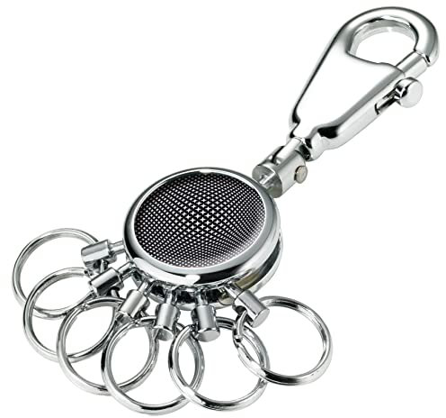 TROIKA PATENT BLACK VISION SCHLÜSSELHALTER – #KYR01-A161 – rund, glänzend – Schlüsselanhänger - Karabinerhaken – 6 ausklinkbare Ringe - Schlüsselorganisation – edles Design - TROIKA-Original