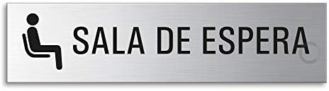 Placa para Puerta Sala de Espera | Señal Acero Inoxidable 160 x 40 mm | No.27140