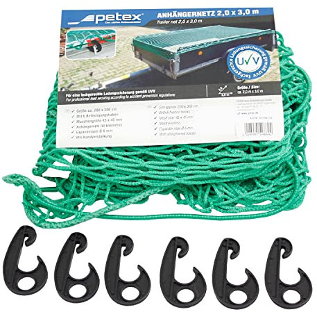 PETEX 43198713 Anhängernetz 2 x 3 m, grün