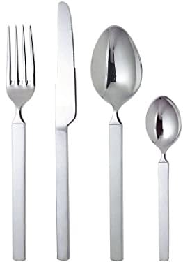 Alessi 4180S4 Dry 4180S4-Design Cutlery Set in 18/10 Mirror Polished with Mat Handle, 4 Pieces, Stainless Steel,2.4 x 24.5 x 5.5