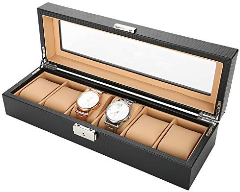 YUYTE Scatola Porta Orologi, Custodia Per Orologi In Legno Da Griglie Di 6, Scatola Orologio In Legno Laccato, Cassa Orologi Da Polso Custodia Orologi Da Viaggio Portatile Display Case