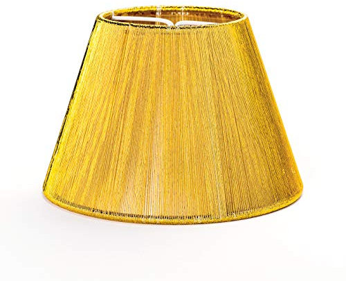 ORION LIGHTSTYLE Lampenschirm, Gold, Stoff mit Goldborte, konisch, 140mm (unten) x 80mm (oben), 95mm hoch, Kronleuchterlampenschirm