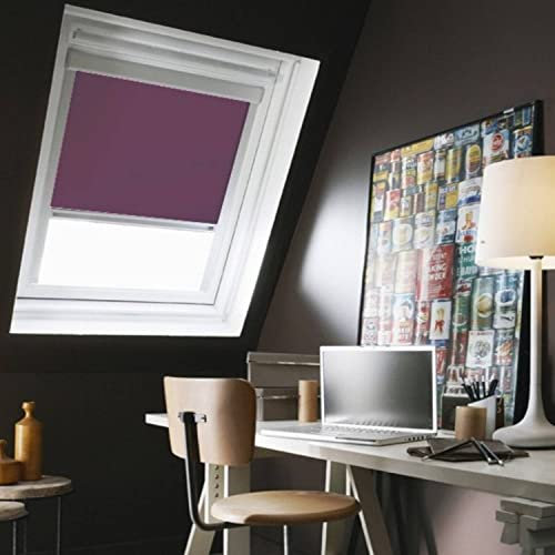MADECOSTORE Store de Toit occultant Cadre alu Compatible VELUX® - Prune - L97 x HS08