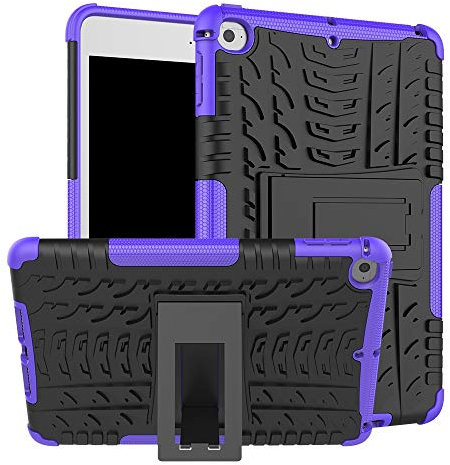 WindCase iPad Mini 5 2019 Hülle, Outdoor Dual Layer Holster Armor Tasche Heavy Duty Defender Schutzhülle mit Ständer Case für iPad Mini 5 (2019) / iPad Mini 4 Lila