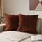 Encasa XO Chenille Kissenbezüge Set von 2 | Schokolade - (16x16) (40x40 cm) | Dekorative Akzent Quadratische Wurfkissenbezüge Für Couch, Heimdekoration, Sofa