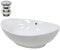 ECD Germany Lavabo da Appoggio in Ceramica Bianco Ovale 590x390x200 mm Design Moderno Lavabo Moderno d'Appoggio Ceramica Lavandino Lavamano con Set di Scarico Lavabile 1 1/4 Piletta in Ottone Cromato