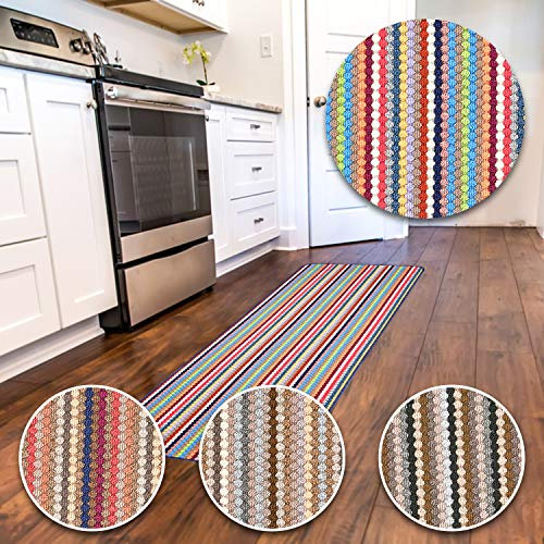 eXtreme MULTI COLOURED MODERN WASHABLE NON SLIP KITCHEN UTILITY HALL LONG RUNNER DOOR MAT RUG (Multi, 200 x 67cm)