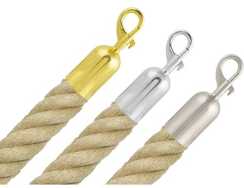 Corde de barrière en chanvre avec extrémités à clipser, Ø 25 mm (2,5 m laiton)