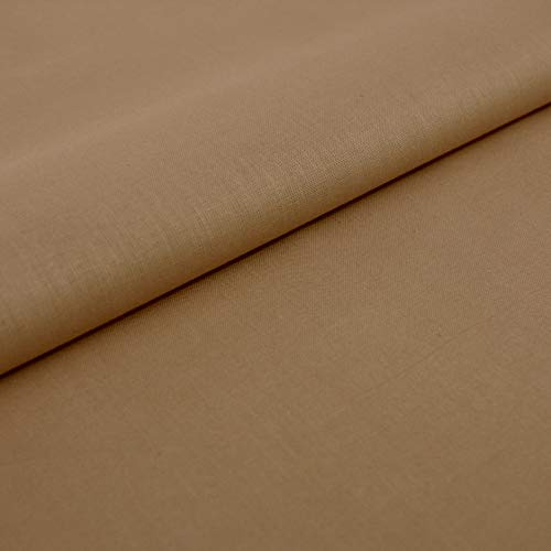 Stoff Meterware Taupe 150 cm Baumwolle Linon – Uni einfarbig, schadstoffgeprüft, pflegeleicht, waschbar bis 30 °C, ca. 130 g/m², 1 Meter Baumwollstoff, hergestellt in Europa