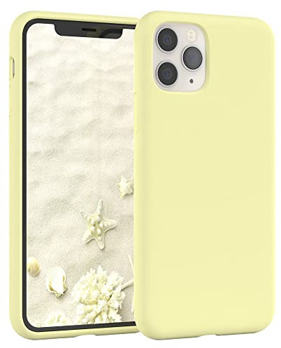 EAZY CASE Premium Silikon Handyhülle kompatibel mit iPhone 11 Pro, Slimcover mit Kameraschutz und Innenfutter, Silikonhülle, Schutzhülle, Bumper, Handy Case, Hülle, Softcase, Blassgelb, Gelb