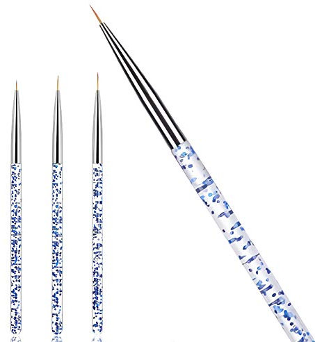 Hanyousheng 3PCs Nail Art Brushes,Acrylic Nail Art Design Painting Pen Brush Set,Professional Nail Art Brushes-Sable Nail Art Brush Pen,Detailer, Liner,Brush Dotting Tool