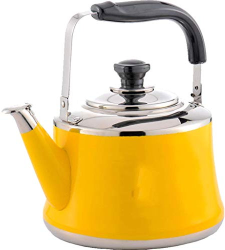 WHLMYH Bouilloire, Bouilloire À Thé, Bouilloire À Eau Chaude En Acier Inoxydable Sifflant, Poignée Pliante, Rapide À Ébullition, Teakettles Sifflantes, Bouilloire Multifonctionnelle,Jaune,1,5 L