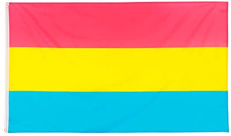 Bandiere di PHENO FLAGS - bandiera Pansessuale, resistente alle intemperie con 2 occhielli in metallo - bandiera colorata della pansessualità 90 x 150 cm, tricolore