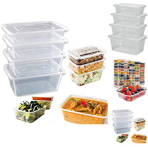 BBP Express 10 x Plastic Food Storage Containers with Lids Meal Prep BPA Free Reusable Boxes (1000ml - Extra Large)