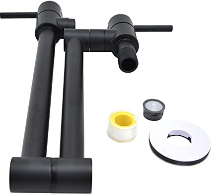 Rubinetto per riempimento pentole Nero, Rubinetto per fornelli da cucina con montaggio a parete, Rubinetto per lavello commerciale in ottone, Braccio pieghevole oscillante, Foro singolo estensibile a