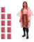 Relaxdays Regenponcho Einweg, 10er Set, Einmal Regencape mit Kapuze, für Erwachsene, Notfallponcho Damen & Herren, rot
