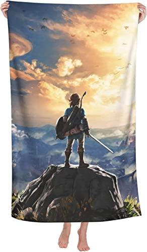 The Legend of Zelda Strandtuch Kinder Badetuch Zelda Mikrofaser Weiches Groß Strandhandtuch Saunatuch Geeignet Für LOZ-Fans (210x150cm, Zelda4)