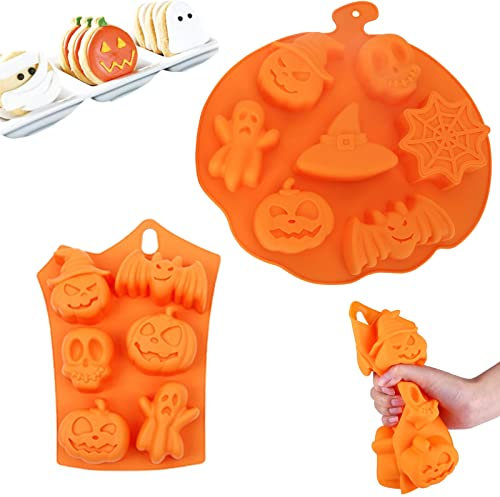 Detontek 2PCS Stampi in Silicone per Halloween,Stampo per Torte in Silicone,stampo per gelato,Halloween Silicone Zucca Stampo,utilizzato per realizzare torte,muffin,gelatine,budini
