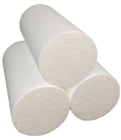 DecoPorex – 3er-Pack Styropor-Zylinder zum Basteln – Zylinder aus expandiertem Polystyrol für Kunst und Handwerk – naturweiß (10 x 20 cm)