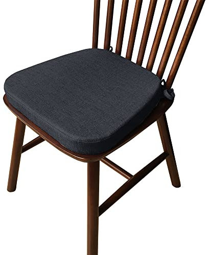 DOTBUY-SHOP Stuhlkissen mit Bändern, Leinen rutschfeste Sitzkissen Stuhl Abnehmbarem Waschbar Sitzpolster Sitzauflage für Gartenstuhl Gartenbank Terrasse Indoor Outdoor (Anthrazit,43x42x3cm)