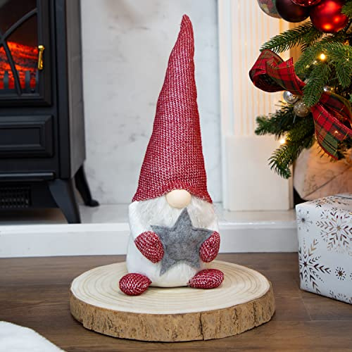 The Christmas Workshop Felt Gnome Ornament/Festive Collectable Gonk/Woolen Decoration and Sizes (White & Red Seated)