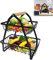 Froadp 27x17x30cm Obst Etagere 2 Etagen Obstschale aus Metall Obstkorb mit Holzgriff Gemüsegestell Abnehmbar Obsthalter Küche Aufbewahrungskorb für Obst Gemüse Brot Snacks (Schwarz)