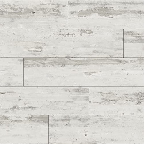 ARTENS - PVC Bodenbelag - Click Vinyl-Dielen Rockley - Vinylboden - FORTE - Holzeffekt - Weiß/Grau - L.122 cm x B.18 cm - Dicke 4 mm - 1,76 m²/ 8 Dielen - Belastungsklasse 32