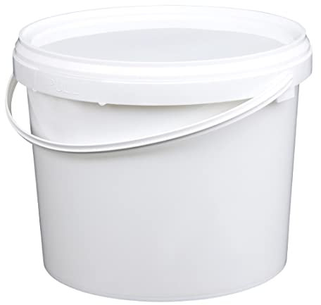 Jerrycanshop - Eimer Mit Deckel 5L - 100% Luft- Und Flüssigkeitsdicht - Lebensmittelecht - Vorratseimer - Plastikeimer Mit Henkel - Leer - Eimer Rund - Frei Von BPA - Weiß