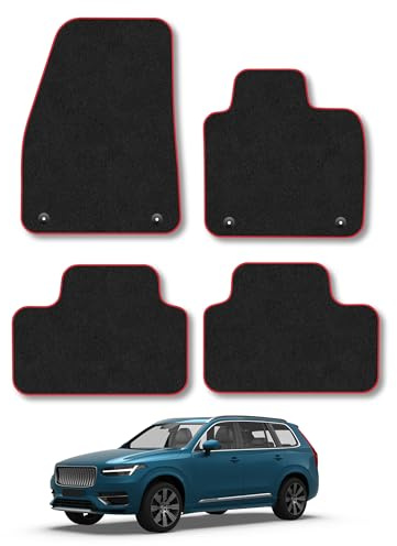 Volvo XC40 (2017+) [Automatic] Carpet Car Mats | Red Edge Trim Tailored Fit Floor Mats Full Coverage Protection Accessories Easy Clean Anti Slip Made in the UK