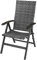 tectake® Alu Polyrattan Gartenstuhl, klappbarer Sessel mit 6-Fach Verstellbarer Rückenlehne, wetterfest, Aluminiumgestell, Campingstuhl mit Holzarmlehnen, Stuhl für Garten, Balkon, Terrasse - grau