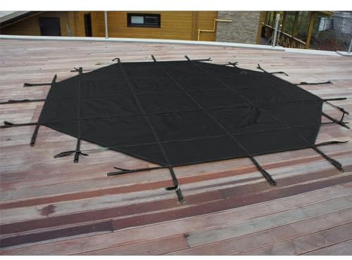 LXLZYXSF Winter Pool Safety Mesh Black Round Inground Pools Protector, Weather Resistance Swimming Pools Cover for Drowning And Leaves Prevention, with Mounting Accessories (Size : 9ft/2.7m D)
