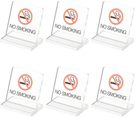 AHANDMAKER 6 Stück Acryl-Tischschilder Zum Rauchen Verboten, Tischschild „Rauchen Verboten“., Transparentes Tischständer-Desktop-Warnschild Für Geschäftsbüro, Restaurant, Hotelcafé