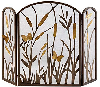 Pantalla for Chimenea de 3 Paneles, Cubierta Protectora contra chispas Negra (25,6 × 35,4 Pulgadas) Fuego Salvachispas