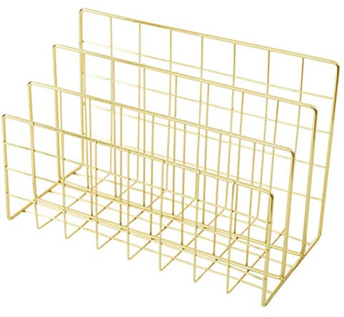 Portalettere Portalettere in Metallo a Tre Griglie Portadocumenti Multifunzionale per Sorter di File (D'oro)