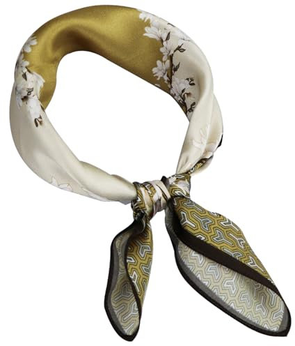 ZhaoCo 100% Natürliche Maulbeerseide Schal, 53x53cm Seidentuch Grafikdruck Klein Weich Quadratisch Seidenschal für Damen