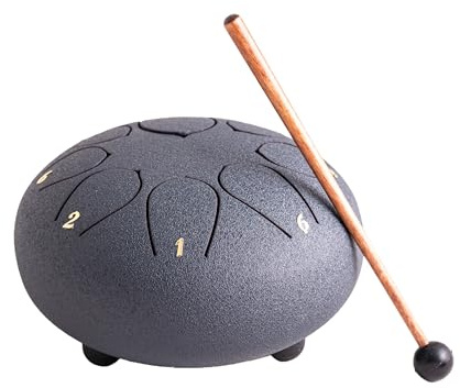 NKlaus Steeldrum C-Dur Zungentrommel, 6 Zoll, 8 Töne, dunkelblau | Handpan und Steelpan, Größe mittel, Durchmesser: 15cm, Höhe: 9cm, mit Zubehör und Aufbewahrungstasche