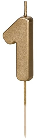 Geburtstagskerze Zahl 1 in Gold 4,5 cm