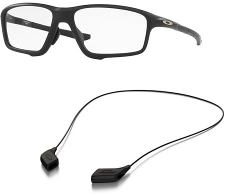 Oakley OX8080 Brillenbündel: OX 8080 808007 Satinschwarz und große schwarze Leine, Zubehör-Set, Satiniertes Schwarz, 58/16/138