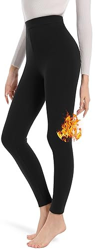 ACHTELEPHS Thermo Leggings Damen Gefüttert Thermoleggins Lang mit Fleece Warm Winter Leggings Schwarz 3XL