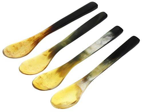 ULTECHNOVO Natural Horn Spoon, Vintage Caviar Dessert Spoon for Home Use - Assorted Color Serving Utensil for Ice Cream and Appetizers