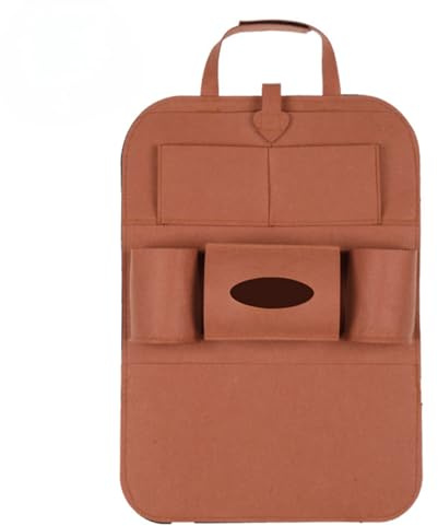 Autositz Hanging Organizer Rückenlehne Schutz Unterstützung, Filz Veranstalter, Kinder, Rücksitz Organizer Rückenlehnenschutz mit Tablet Tasche,Flaschenbeutel (1 Braun,56x40CM)