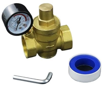 EKalgretrA Druckminderer Wasser DN15 1/2 3/4 1 Messing Wasser Druck Reduzierung Aufrechterhaltung Ventile Einstellbare Relief Regler Mit Manometer 16bar(3/4)