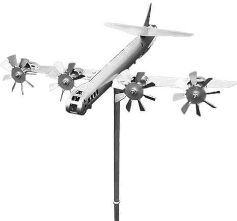 Aircraft Wind Spinner, Aeroplane Garden Wind Vane Metal Garden Plane, Metal Craft Aeroplane Wind Chime, Windmill, Garden Stake, Windmill, Plane, Garden Decoration for Lawn, Garden, Patio