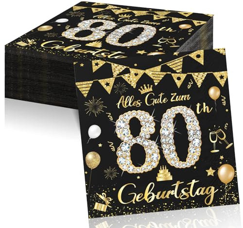 40 Stück 2-Lagig Servietten 80 Geburtstag Deko 80. Geburtstag Frau 80 Geburtstag Mann, Deko 80 Geburtstag Frau, Deko 80 Geburtstag mann, 80 Geburtstag Deko für Geburtstag Feiern Party Jubiläum
