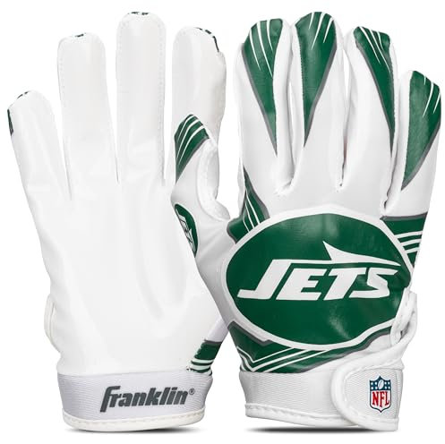 Franklin Sports New York Jets Youth NFL Youth Football Receiver Gloves Official NFL Team Logos, Kids Football Gear + Accessories - Pair XS/S Youth
