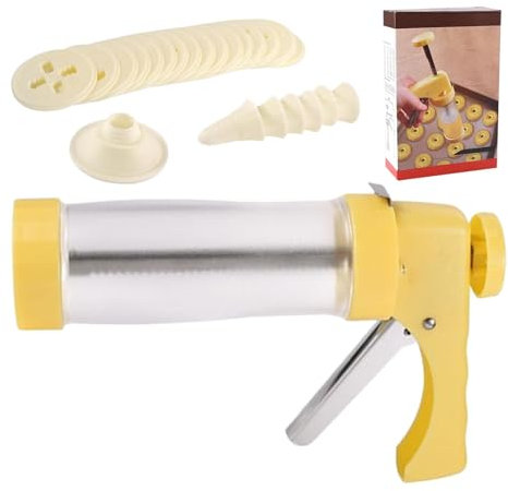 Keksmaschine, Kekspresse,Keks-Press-Set mit 16 Keks-Pressscheiben und 6 Zuckerguss-Spitzen - Spritz-Kekspresse, Küchenhelfer, Kekspressen, Backutensilien für Kekse, Cupcakes, Churros, Schokolade